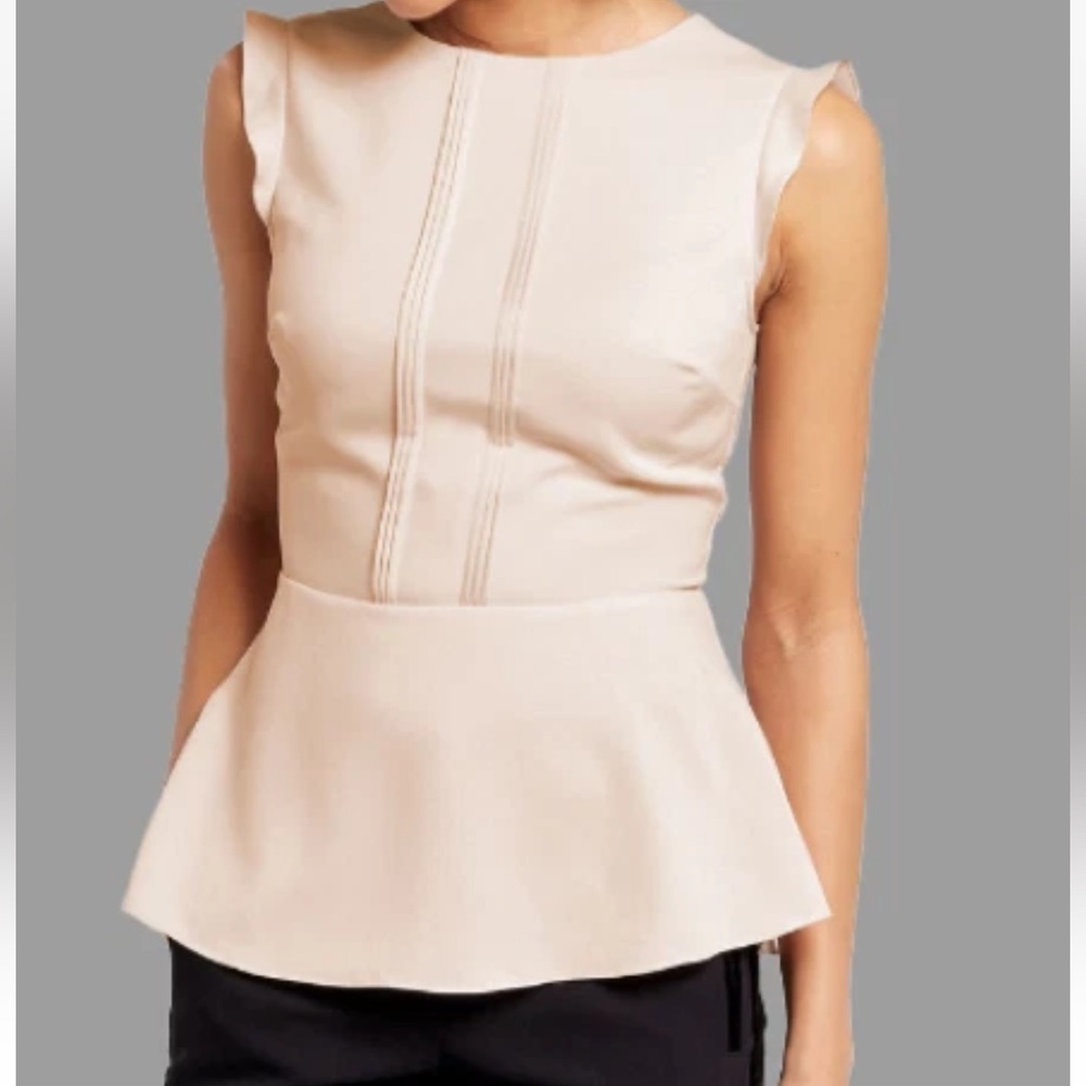 Oasis • Nude/Blush Peplum Cap Sleeve Blouse • Size UK 10 / US 6